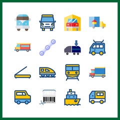 16 logistic icon. Vector illustration logistic set. transportation and van icons for logistic works