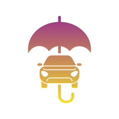 Car insurance sign icon. Protection symbol. Car and umbrella vector flat icon. EPS 10