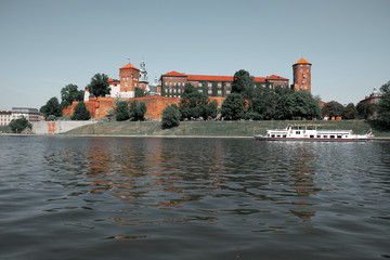 Obraz premium Wawel Hill and the architectural complex in Krakow, on the left bank of the Vistula.
