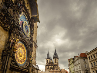 PRAGUE, CZECH REPUBLIC - 26 october 2018 The central place in Prague, with the church and the famous clock