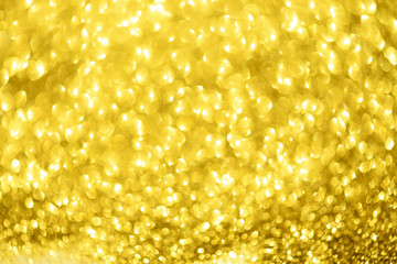 Sparkle glittering background. Square crop. Holiday abstract texture. Christmas card with copy space, gold bokeh, defocused lights.