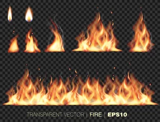 Foto op Plexiglas Collection of realistic fire flames © JL-art