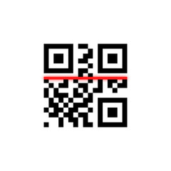 Vector QR code sample for smartphone scanning isolated on white background.