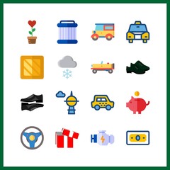 new icon. black shoes and engine vector icons in new set. Use this illustration for new works.