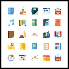 25 page icon. Vector illustration page set. agenda and notebook icons for page works