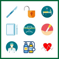 emergency icon. security system and stretcher vector icons in emergency set. Use this illustration for emergency works.