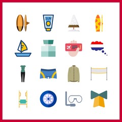 travel icons set. fresh, airplane, relax and horizon graphic works