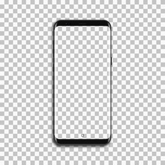 Black phone mock up with blank screen on transparent background. - obrazy, fototapety, plakaty