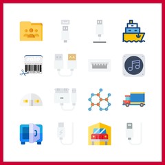 16 storage icon. Vector illustration storage set. barcode and chemical icons for storage works