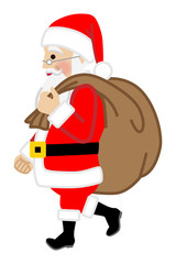 Santa Claus carrying the sack - Side view