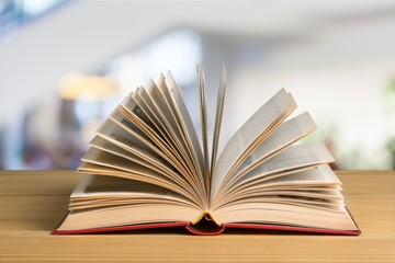 Open book on   table,close up