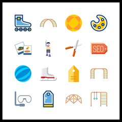 hobby icon. ice skate and photography vector icons in hobby set. Use this illustration for hobby works.