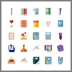 pen icon. love letter and electronic writing board vector icons in pen set. Use this illustration for pen works.