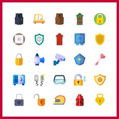 25 safe icon. Vector illustration safe set. key and padlock icons for safe works