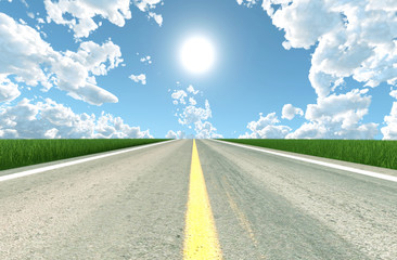 Asphalt road in sunny day,3d rendering