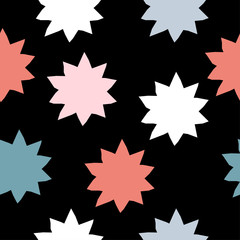 Abstract handmade seamless pattern. Childish craft wallpaper for birthday card, baby nappy, school party advertising, shop sale poster, holiday wrapping paper, textile, bag print, t shirt etc.