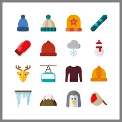 snow icons set. sea, wing, icicles and wilderness graphic works