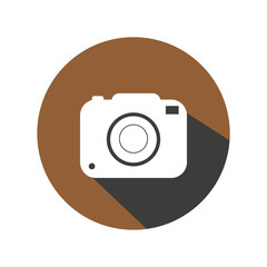 Photo icon with long shadow, flat design. Vector illustration.