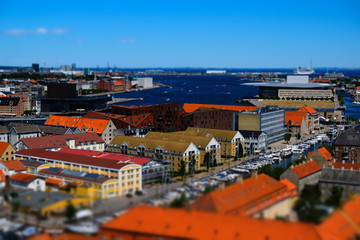 Top view of Copenhagen. Miniature Effect.