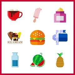 9 snack icon. Vector illustration snack set. chocolate and ice cream icons for snack works