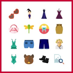 16 beauty icon. Vector illustration beauty set. short and squirrel icons for beauty works