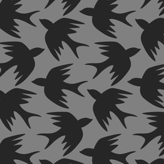 Swallow Silhouette Seamless Pattern