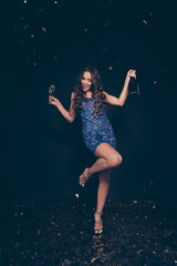 Vertical full length body size of diva cheerful cheery crazy sli