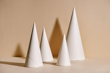 Handmade Alternative Christmas tree. Beige background