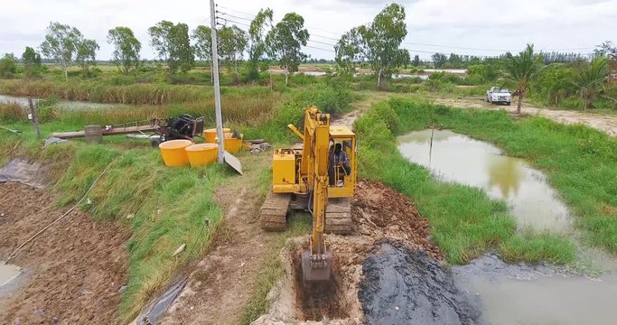 Drone view excavator working 5