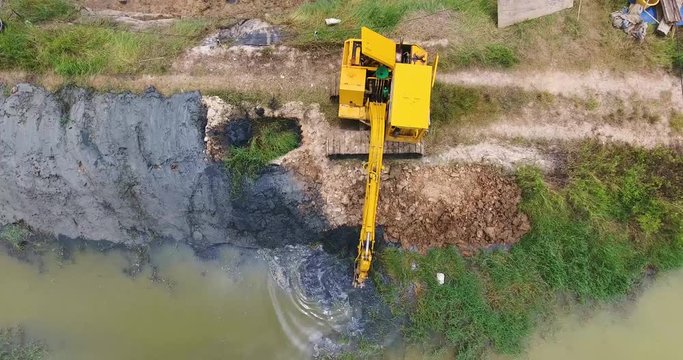 Drone view excavator working 3