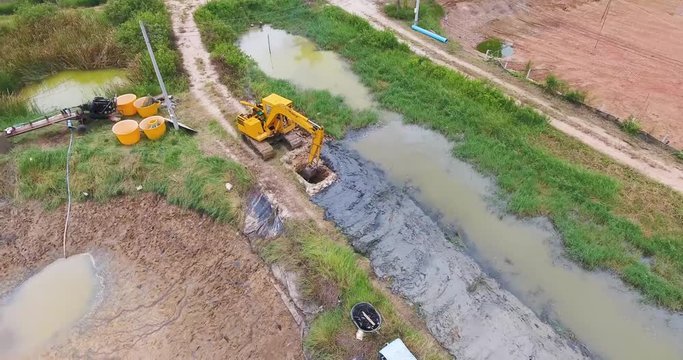Drone view excavator working 2