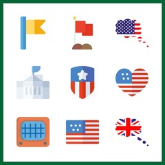 9 government icon. Vector illustration government set. usa and great britain icons for government works
