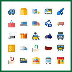 25 delivery icon. Vector illustration delivery set. freight forwarding and barcode icons for delivery works