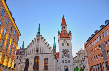 Fototapeta na wymiar Old Town Hall as seen from the Marienplatz side