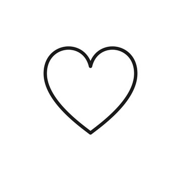 Black isolated outline icon of heart on white background. Line Icon of heart.