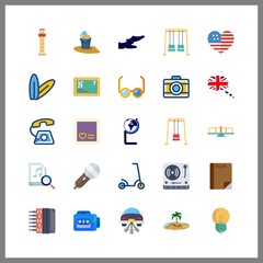25 retro icon. Vector illustration retro set. bucket and amusement park icons for retro works