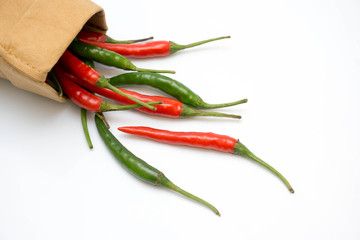 close up chili peppers isolated on white background