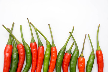 close up chili peppers isolated on white background