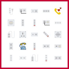 25 call icon. Vector illustration call set. socket and phone call icons for call works