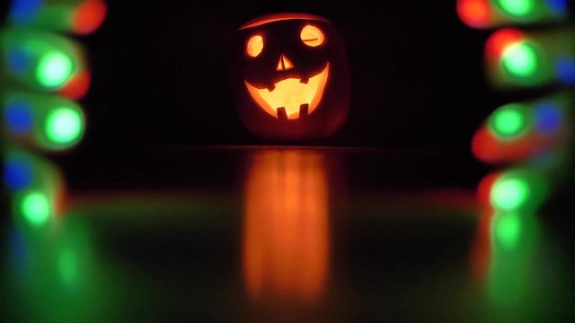 Halloween Pumpkin face with funny teeth