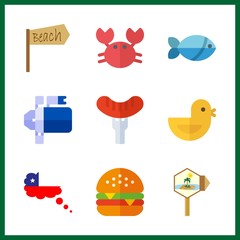 Fototapeta premium 9 meat icon. Vector illustration meat set. starter and hamburger icons for meat works