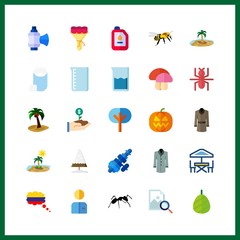 plant icons set. drop, crane, insects and cycle graphic works