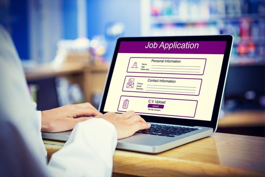 Composite image of digitally generated image of job application 