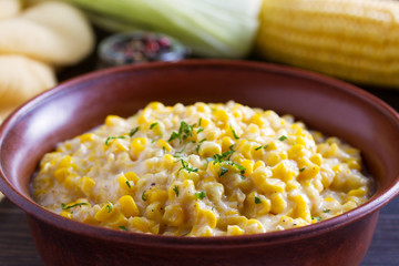 Sweet and creamy skillet corn. Homemade corn dish