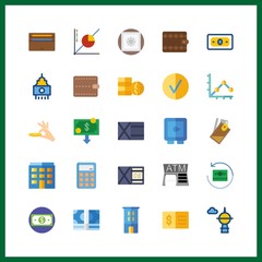25 bank icon. Vector illustration bank set. atm and billfold icons for bank works