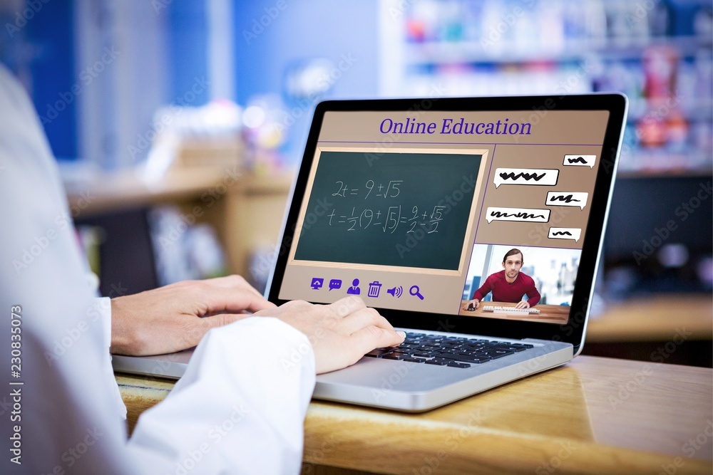 Poster composite image of composite image of online courses