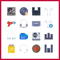 16 stereo icon. Vector illustration stereo set. sound system and blaster icons for stereo works