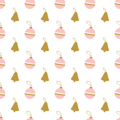 Minimalistic Christmas pattern with balls and bells.
