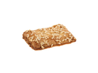 Cookies with sesame seeds isolated on a white background. Sweet cookies. Homemade dough.