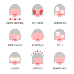 Menopause symptoms icons